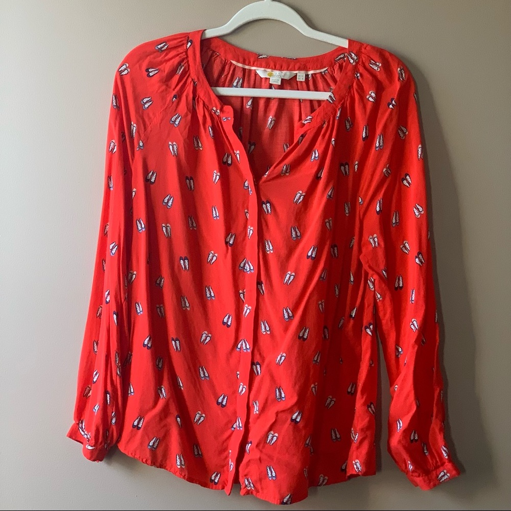 Boden button 12 Ballet Shoes  Red Top US 8